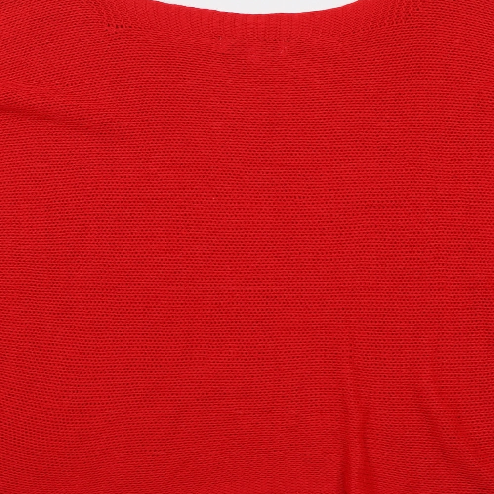 Isabella D. Womens Red Round Neck Acrylic Pullover Jumper Size M