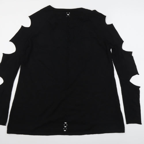 River Island Womens Black Round Neck Acrylic Pullover Jumper Size 6 - Cut Out Detail