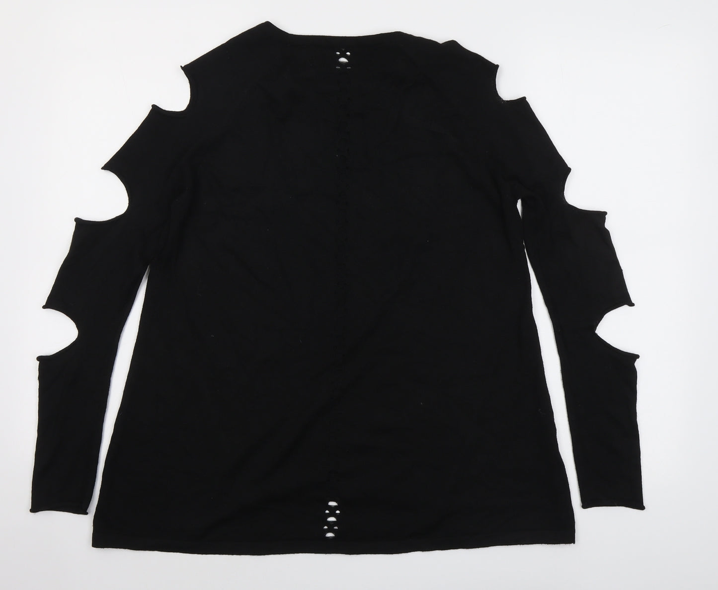River Island Womens Black Round Neck Acrylic Pullover Jumper Size 6 - Cut Out Detail