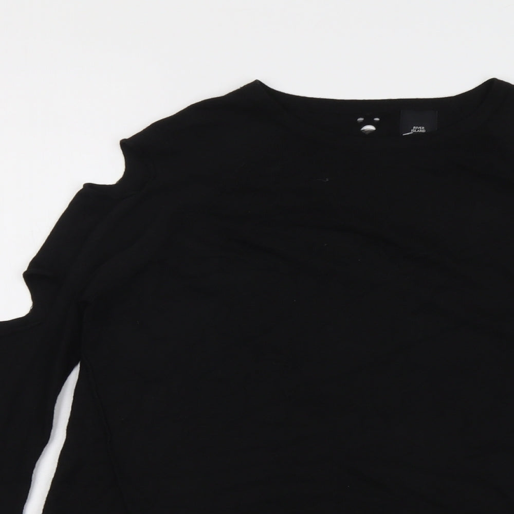 River Island Womens Black Round Neck Acrylic Pullover Jumper Size 6 - Cut Out Detail