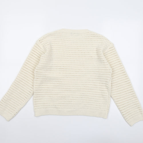 Marks and Spencer Womens Ivory Round Neck Acrylic Pullover Jumper Size S