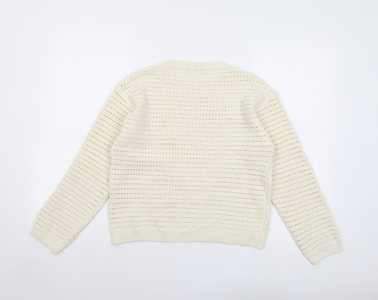 Marks and Spencer Womens Ivory Round Neck Acrylic Pullover Jumper Size S