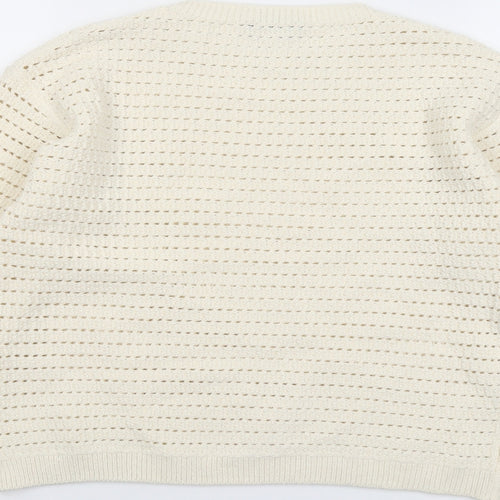 Marks and Spencer Womens Ivory Round Neck Acrylic Pullover Jumper Size S