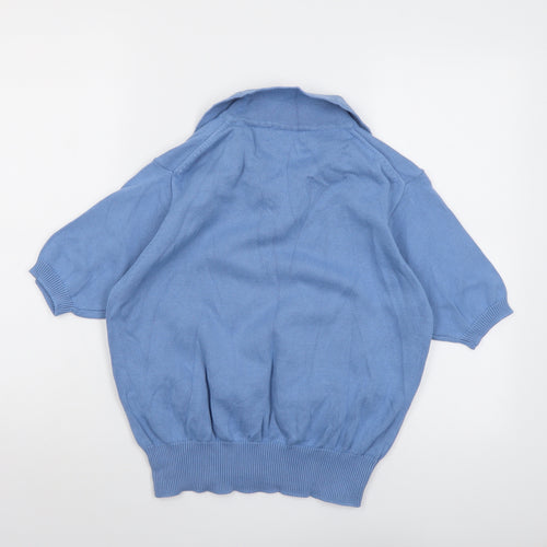 Country Casuals Womens Blue Collared Cotton Pullover Jumper Size M