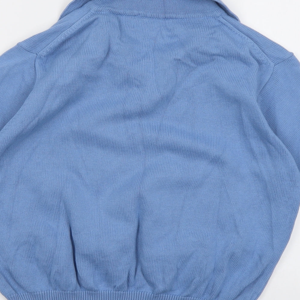 Country Casuals Womens Blue Collared Cotton Pullover Jumper Size M