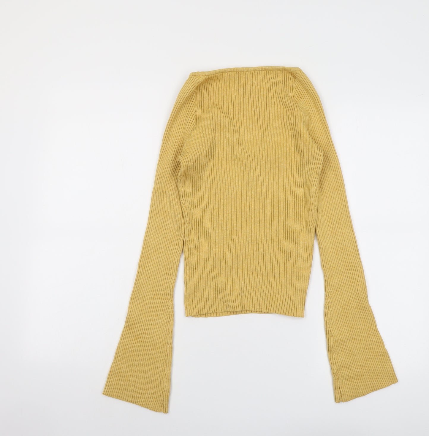 H&M Womens Yellow Scoop Neck Viscose Pullover Jumper Size M