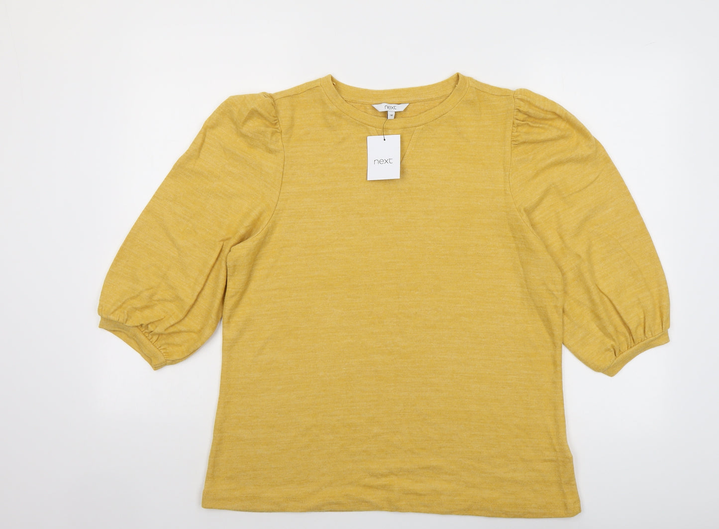 NEXT Womens Yellow Round Neck Viscose Pullover Jumper Size 18