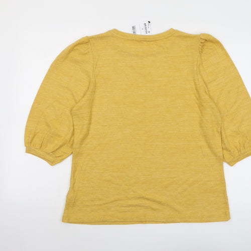 NEXT Womens Yellow Round Neck Viscose Pullover Jumper Size 18