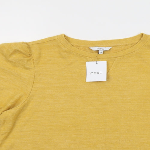 NEXT Womens Yellow Round Neck Viscose Pullover Jumper Size 18