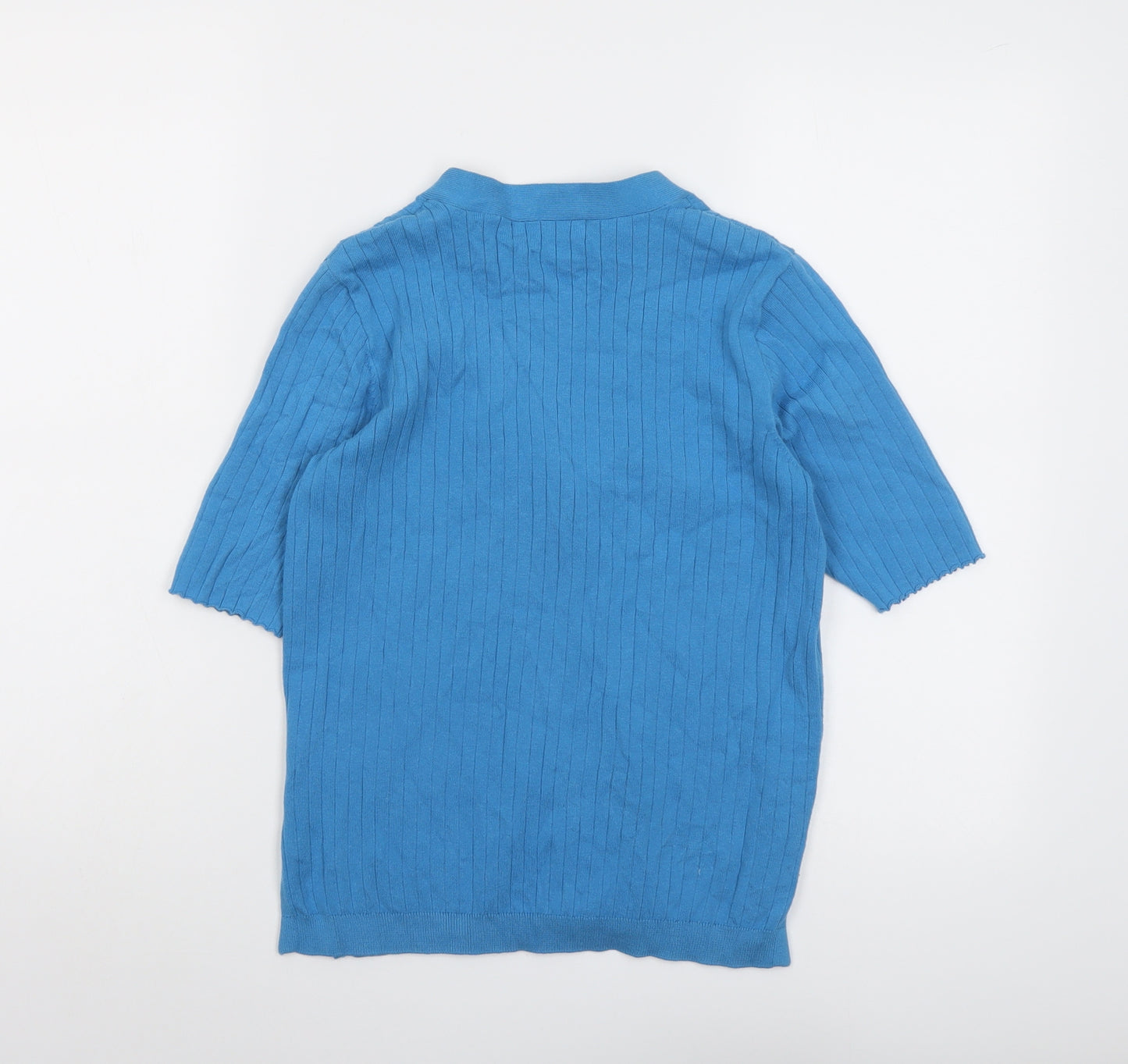 Marks and Spencer Womens Blue V-Neck Acrylic Cardigan Jumper Size XS