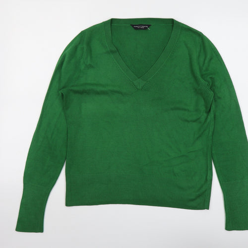 Dorothy Perkins Womens Green V-Neck Acrylic Pullover Jumper Size 16