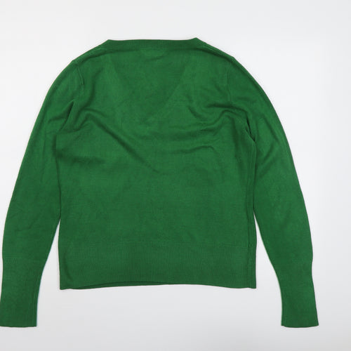 Dorothy Perkins Womens Green V-Neck Acrylic Pullover Jumper Size 16