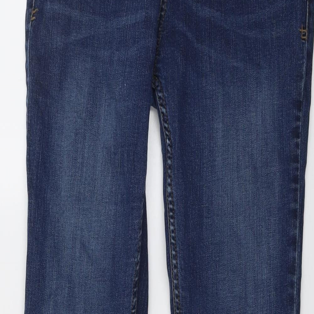 Fat Face Womens Blue Cotton Straight Jeans Size 12 L28 in Regular Button