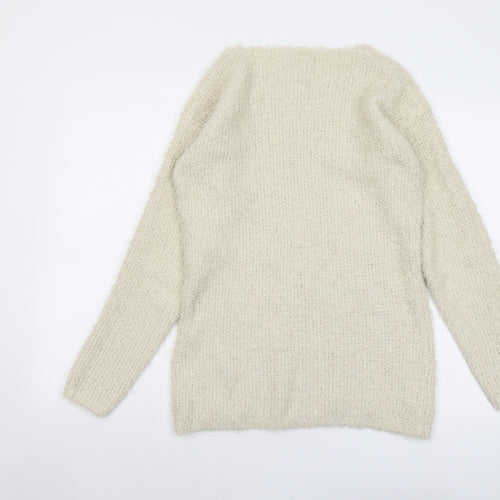 NEXT Womens Beige Round Neck Polyester Pullover Jumper Size 10