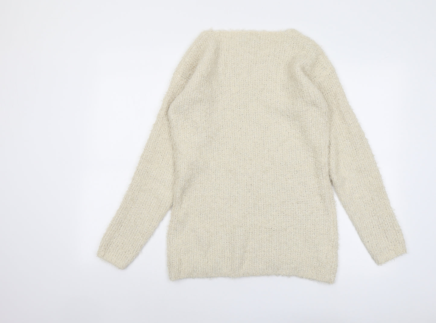 NEXT Womens Beige Round Neck Polyester Pullover Jumper Size 10