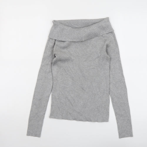 Missguided Womens Grey Boat Neck Viscose Pullover Jumper Size 10