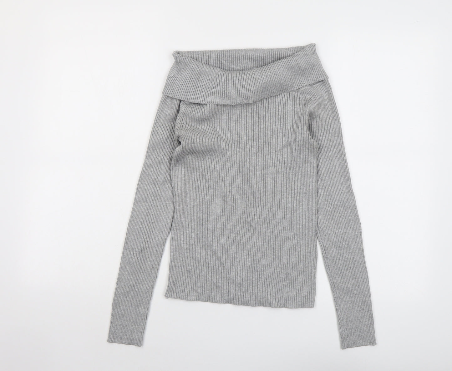 Missguided Womens Grey Boat Neck Viscose Pullover Jumper Size 10