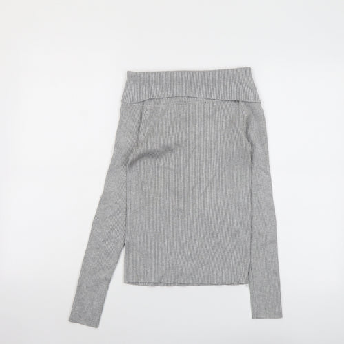 Missguided Womens Grey Boat Neck Viscose Pullover Jumper Size 10