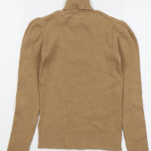 NEXT Girls Beige Roll Neck Cotton Pullover Jumper Size 11 Years Pullover