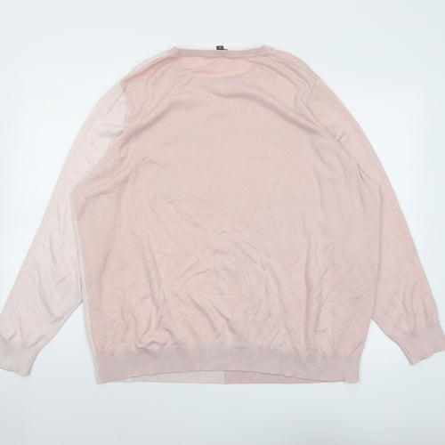 Bonmarché Womens Pink Round Neck Acrylic Pullover Jumper Size 24 - Heart