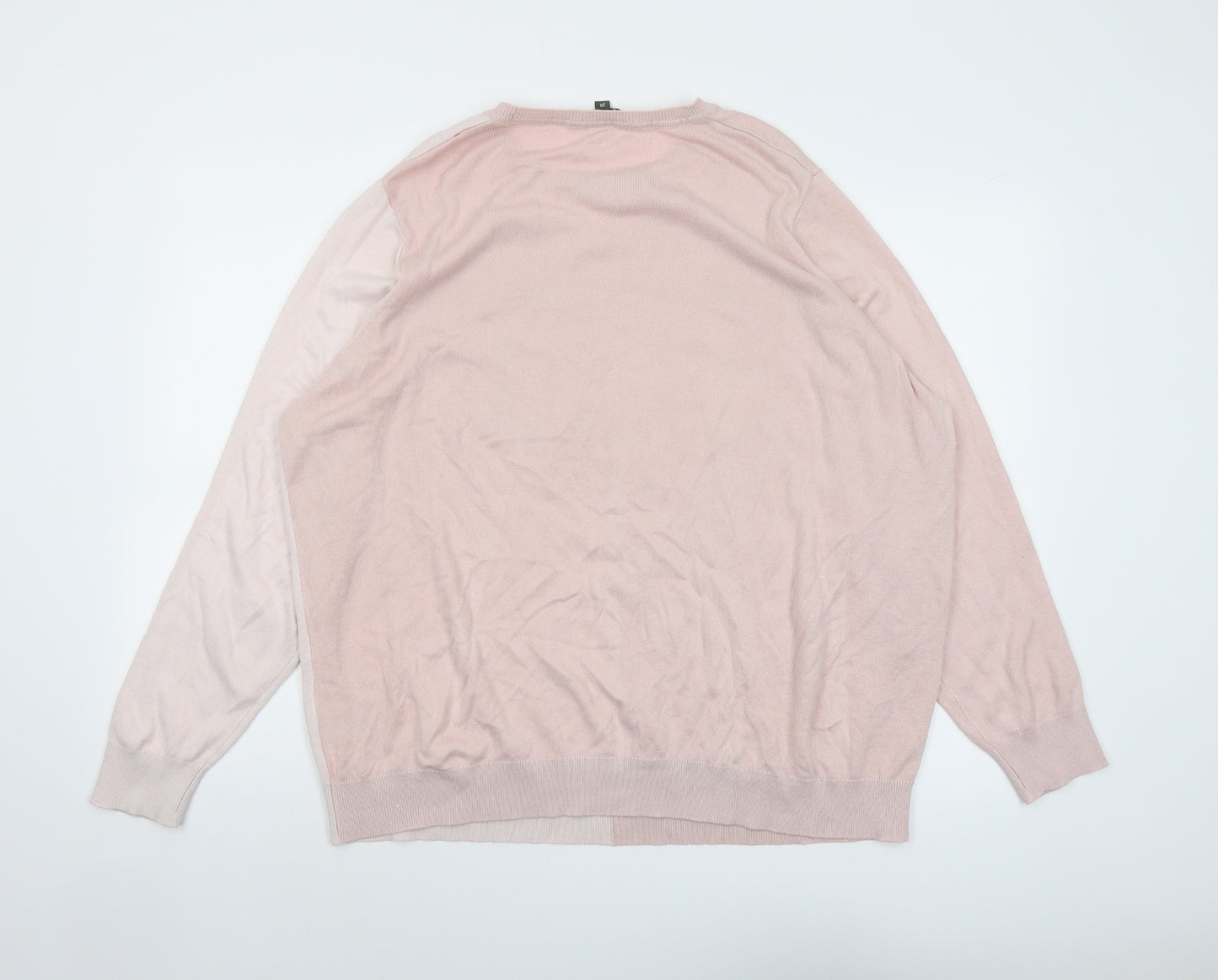 Bonmarché Womens Pink Round Neck Acrylic Pullover Jumper Size 24 - Heart