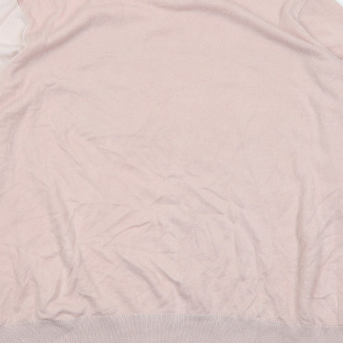 Bonmarché Womens Pink Round Neck Acrylic Pullover Jumper Size 24 - Heart