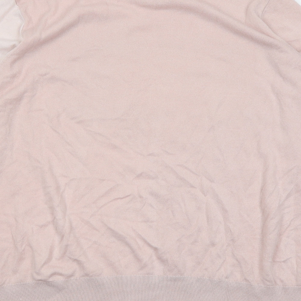 Bonmarché Womens Pink Round Neck Acrylic Pullover Jumper Size 24 - Heart