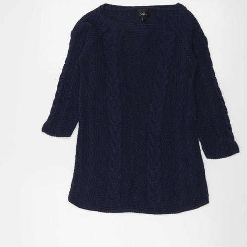 NEXT Womens Blue Boat Neck Cotton Pullover Jumper Size 8