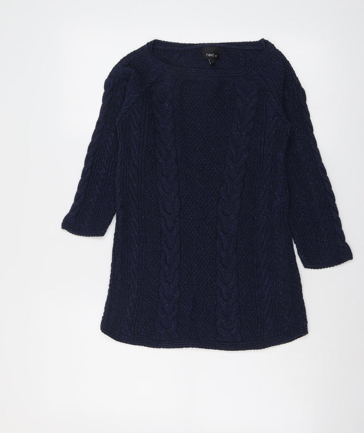 NEXT Womens Blue Boat Neck Cotton Pullover Jumper Size 8