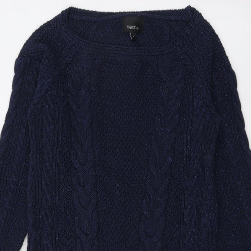 NEXT Womens Blue Boat Neck Cotton Pullover Jumper Size 8