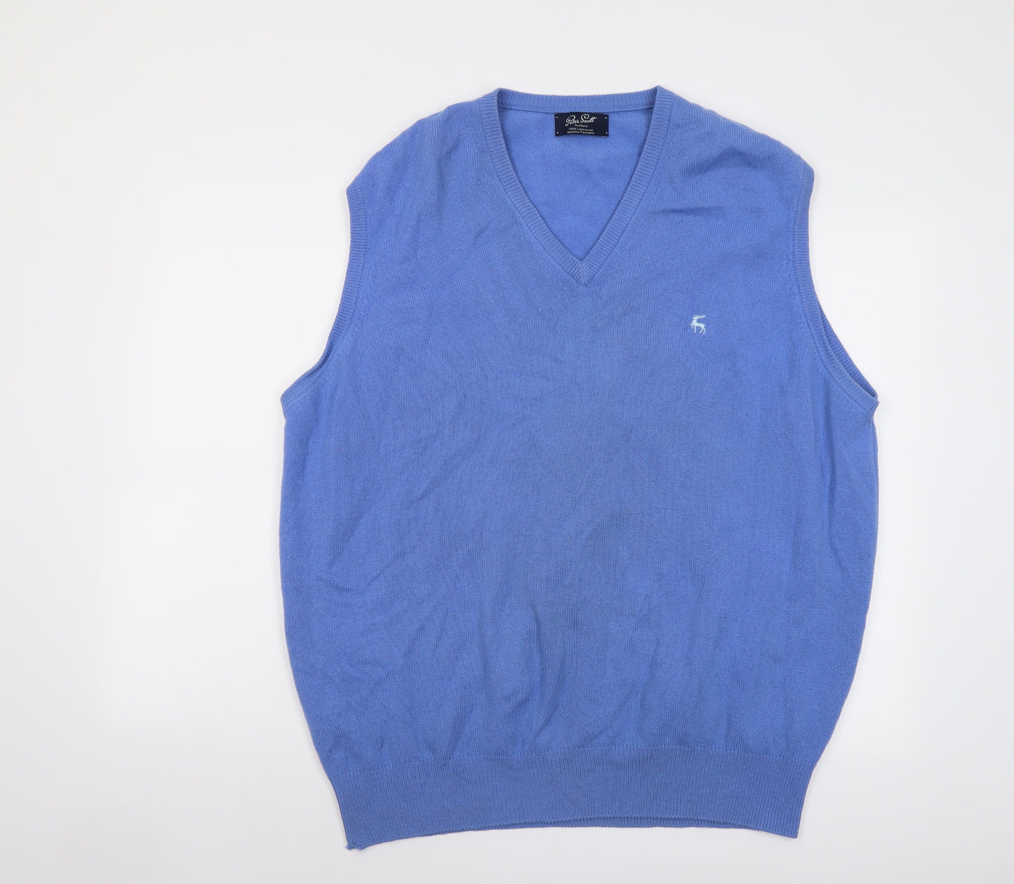 Peter Storm Mens Blue V-Neck Wool Pullover Jumper Size 2XL Sleeveless