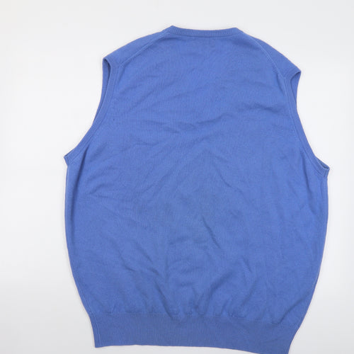 Peter Storm Mens Blue V-Neck Wool Pullover Jumper Size 2XL Sleeveless