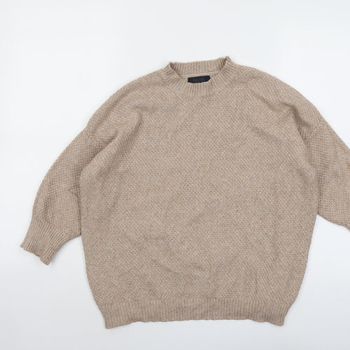 Rachel Womens Beige Mock Neck Acrylic Pullover Jumper Size M