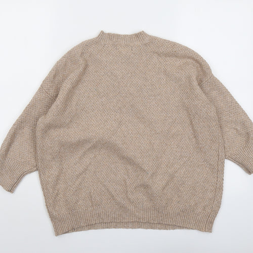 Rachel Womens Beige Mock Neck Acrylic Pullover Jumper Size M