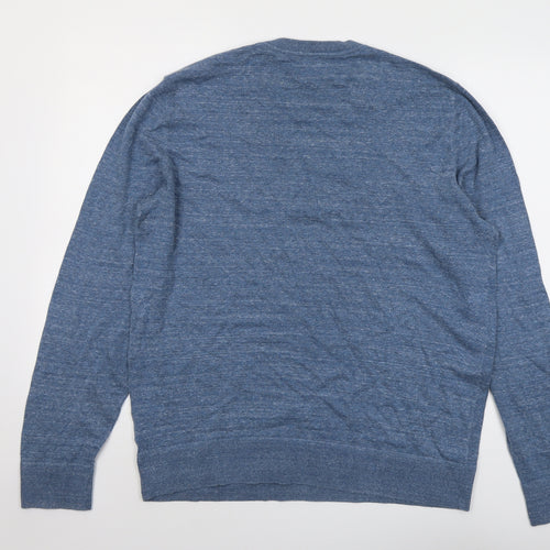 Gap Mens Blue Round Neck Cotton Pullover Jumper Size L Long Sleeve