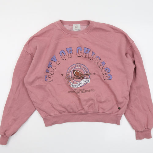 Pull&Bear Womens Pink Cotton Pullover Sweatshirt Size S Pullover - City of Chicago