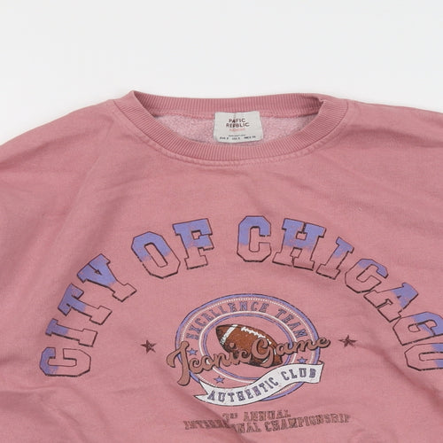 Pull&Bear Womens Pink Cotton Pullover Sweatshirt Size S Pullover - City of Chicago