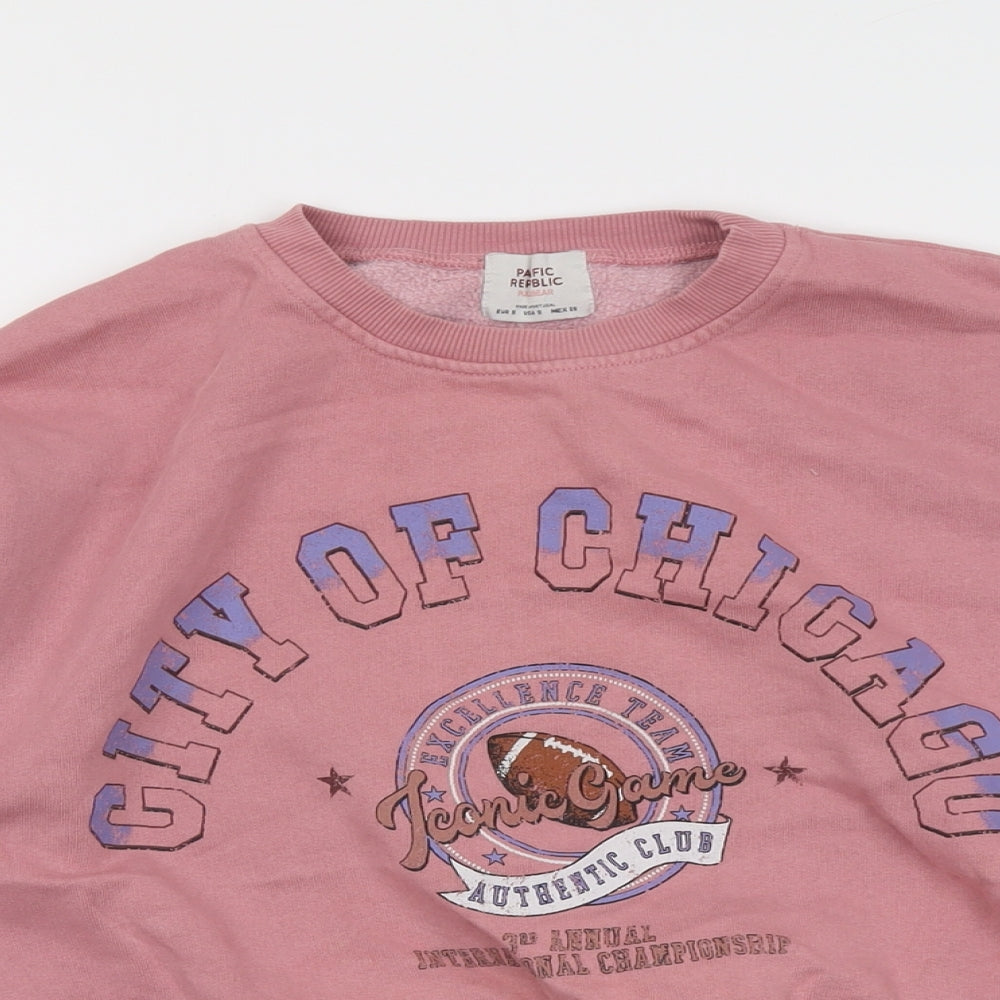 Pull&Bear Womens Pink Cotton Pullover Sweatshirt Size S Pullover - City of Chicago
