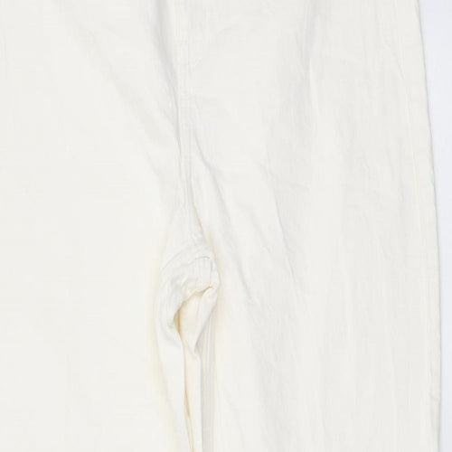 NEXT Womens Ivory Cotton Bootcut Jeans Size 14 L30 in Regular Button