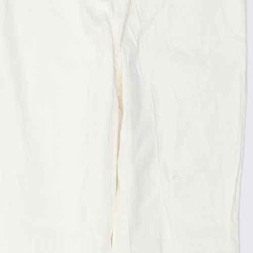 NEXT Womens Ivory Cotton Bootcut Jeans Size 14 L30 in Regular Button