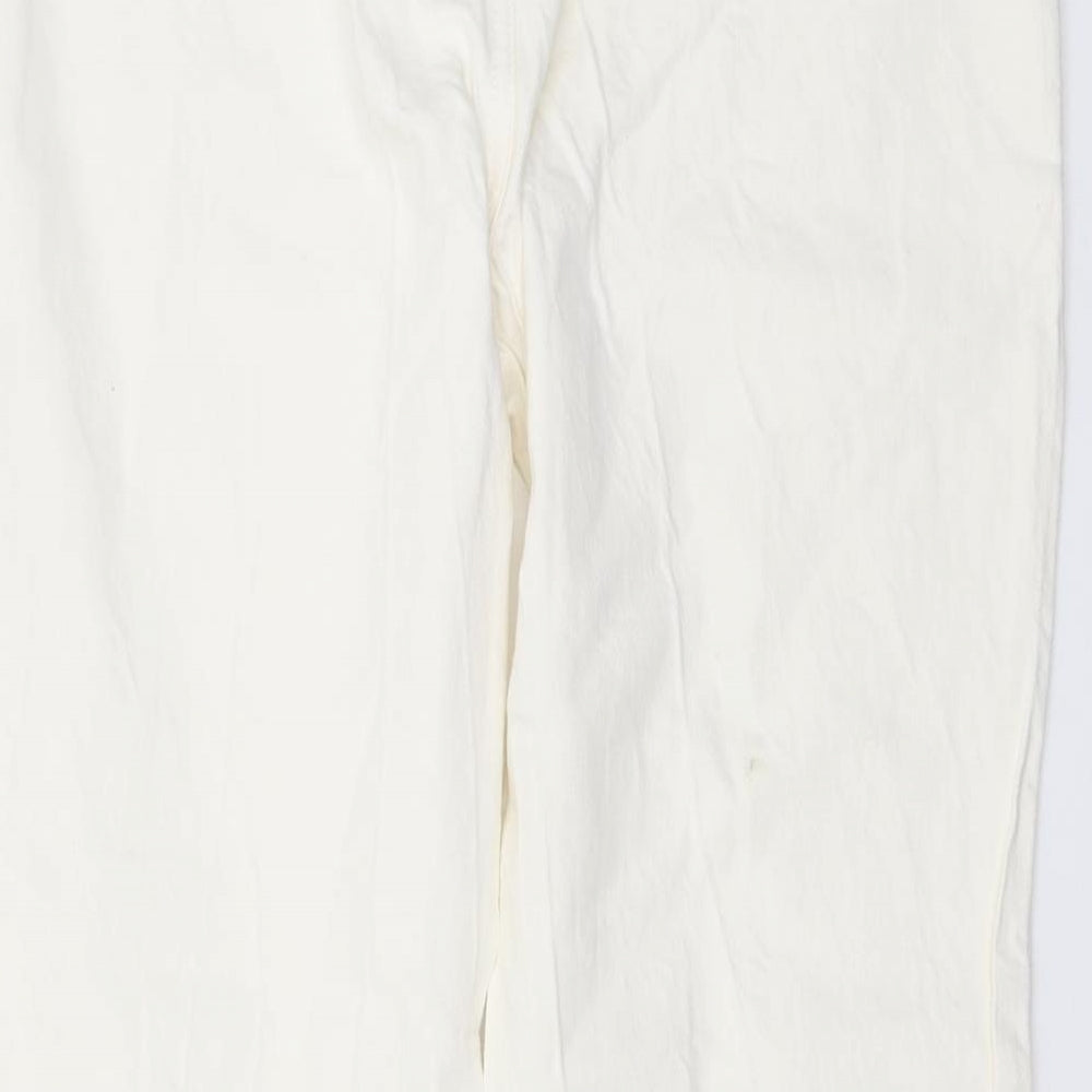 NEXT Womens Ivory Cotton Bootcut Jeans Size 14 L30 in Regular Button