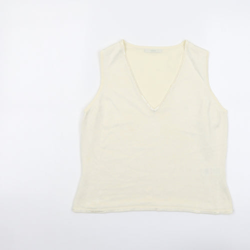 Marks and Spencer Womens Ivory Viscose Basic Tank Size 14 V-Neck