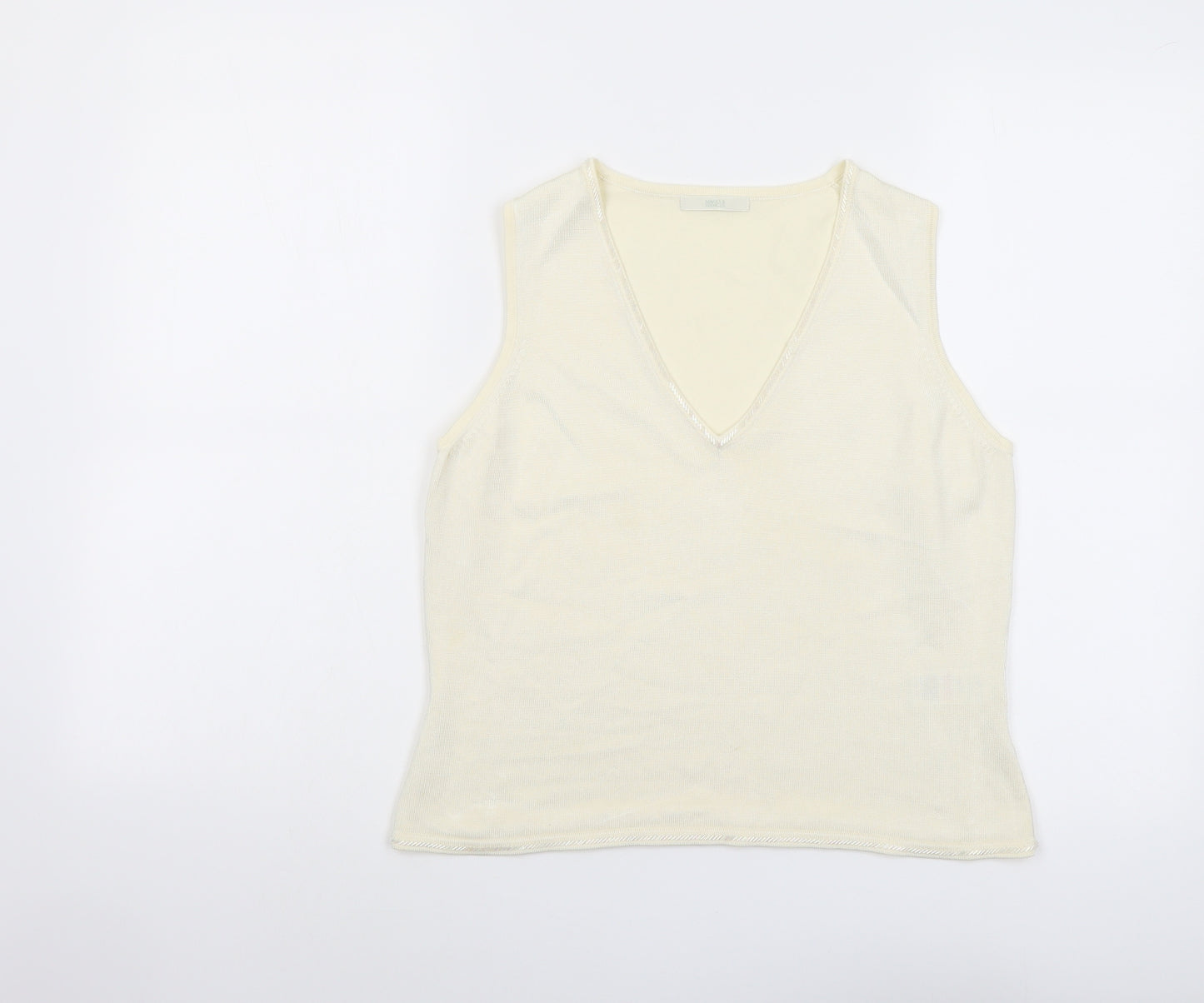 Marks and Spencer Womens Ivory Viscose Basic Tank Size 14 V-Neck