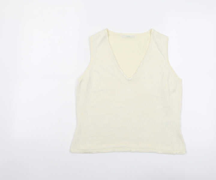 Marks and Spencer Womens Ivory Viscose Basic Tank Size 14 V-Neck