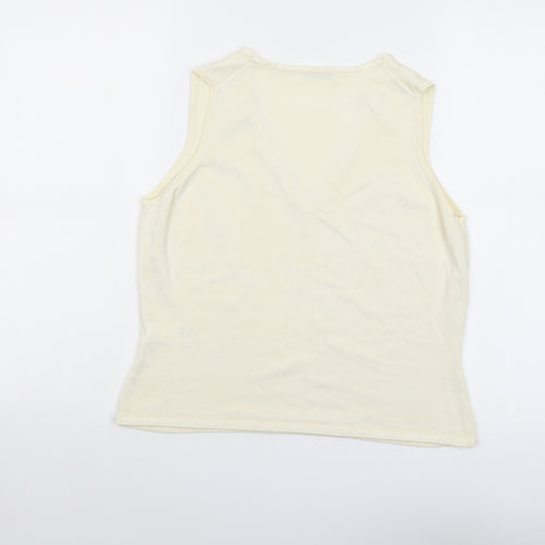 Marks and Spencer Womens Ivory Viscose Basic Tank Size 14 V-Neck