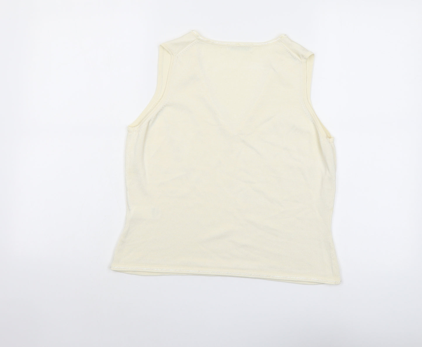 Marks and Spencer Womens Ivory Viscose Basic Tank Size 14 V-Neck