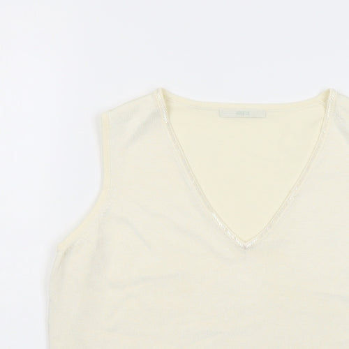 Marks and Spencer Womens Ivory Viscose Basic Tank Size 14 V-Neck