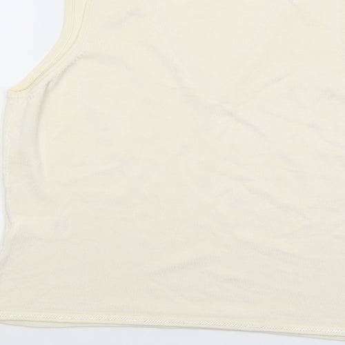 Marks and Spencer Womens Ivory Viscose Basic Tank Size 14 V-Neck