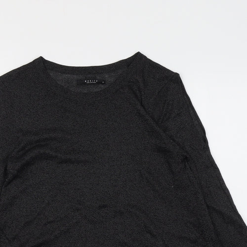 Mohito Womens Black Polyester Basic T-Shirt Size XS Round Neck