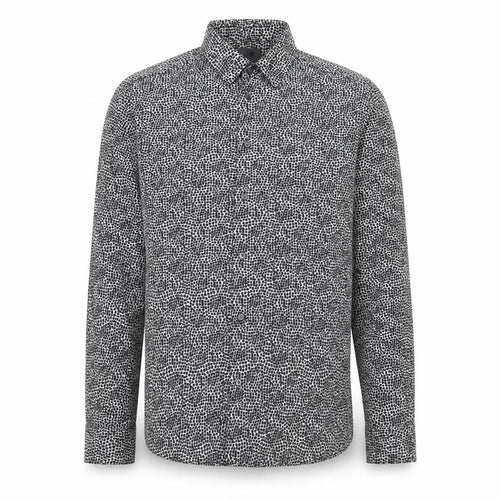 H&M Mens Black Geometric Cotton Button-Up Size M Collared Button